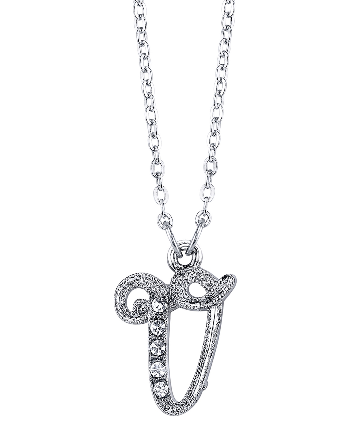 Shop 2028 Silver-tone Crystal Initial Necklace 16" Adjustable In White