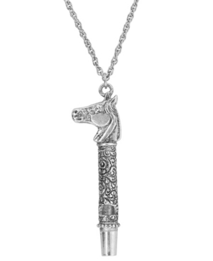 image of 2028 Pewter Horse Head Whistle Necklace 30