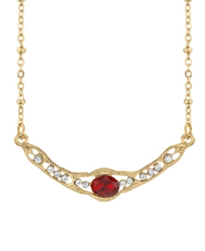 image of Downton Abbey Gold-Tone Edwardian with Red Center Stone Collar Necklace 16