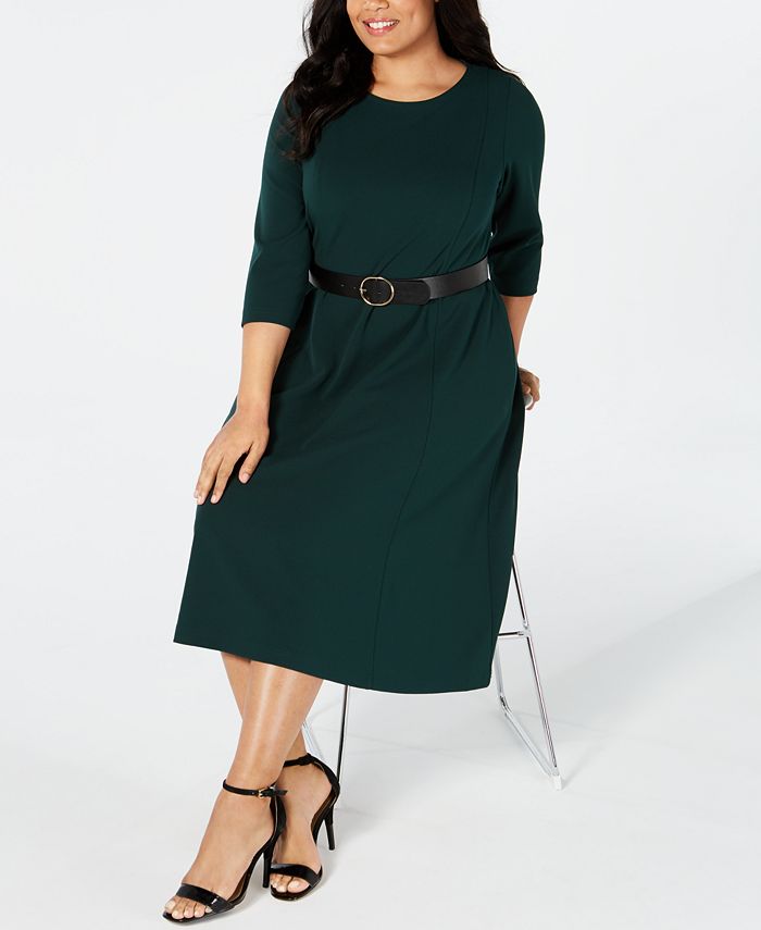 Calvin Klein Plus Size Belted ALine Midi Dress Macy's