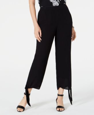 JM Collection Tie-Hem Textured Cropped Pants, Created for Macy's ...