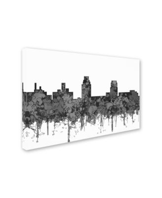 Trademark Global Marlene Watson 'Camden New Jersey Skyline BW' Canvas Art - 16" x 24"