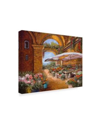 Guido Borelli 'Il Mercato Sotto i Portici' Canvas Art - 14" x 19"