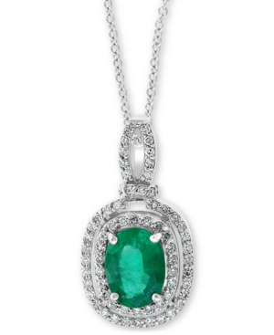 image of Effy Emerald (1-1/8 ct t.w.) & Diamond (1/4 ct. t.w.) 18