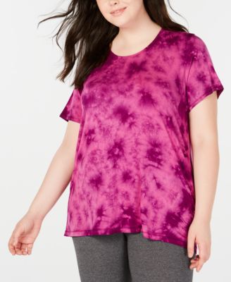 Ideology - Plus Size Tie-Dyed Lattice-Back T-Shirt