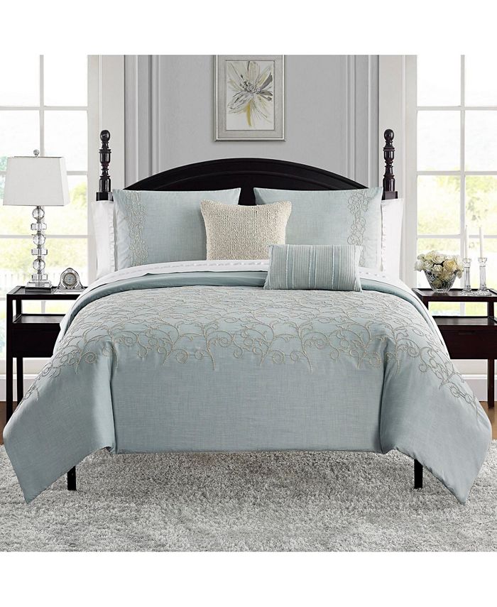 Waterford Gloria Cotton Chambray Embroidered 3Pc King Comforter Set ...