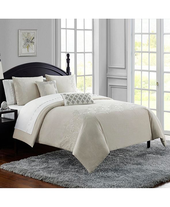 Waterford Lucerne Cotton Chambray Embroidered 3Pc King Comforter Set