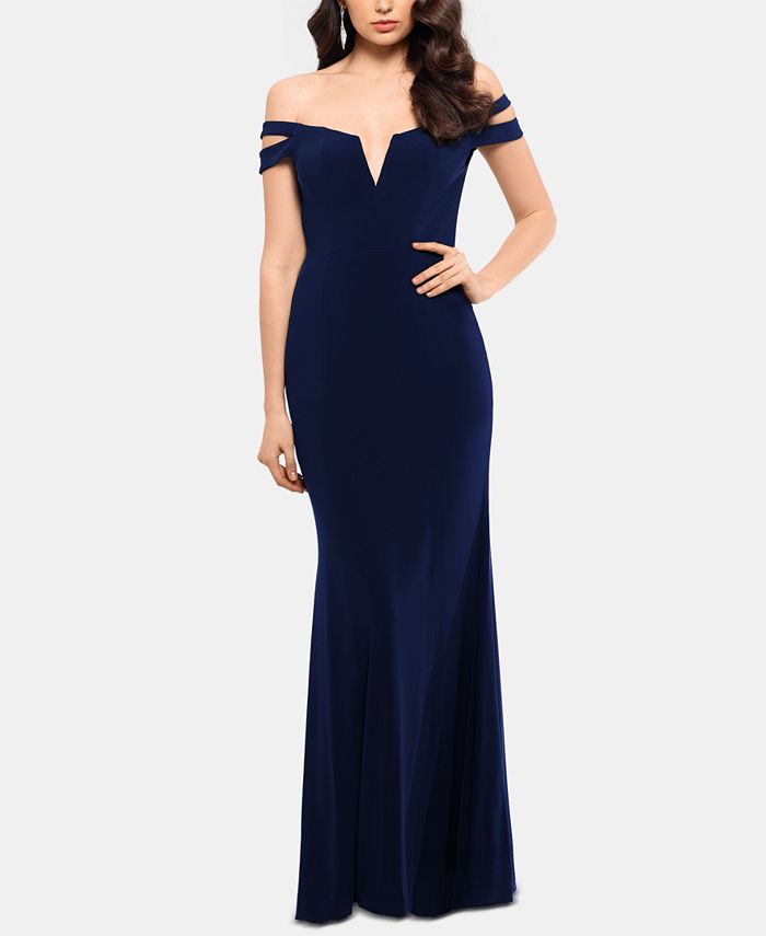 Xscape cold online shoulder gown