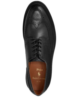 (取寄) ラルフローレン メンズ アシャー ウイング ティップ Polo Ralph Lauren men Polo Ralph Lauren Asher Wing Tip Black Calf Leather Polo Ralph Lauren Men's Asher Wingtip Oxfords - Macy's