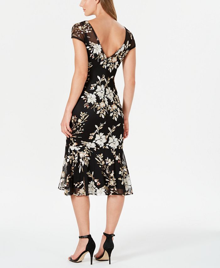 HOT ! Calvin Klein Flounce Midi Dress Blue Calvin Klein Flounce Midi Dress  Floral Print Calvin Klein