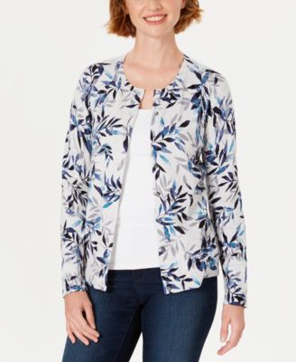 Karen Scott - Leaf-Print Cardigan