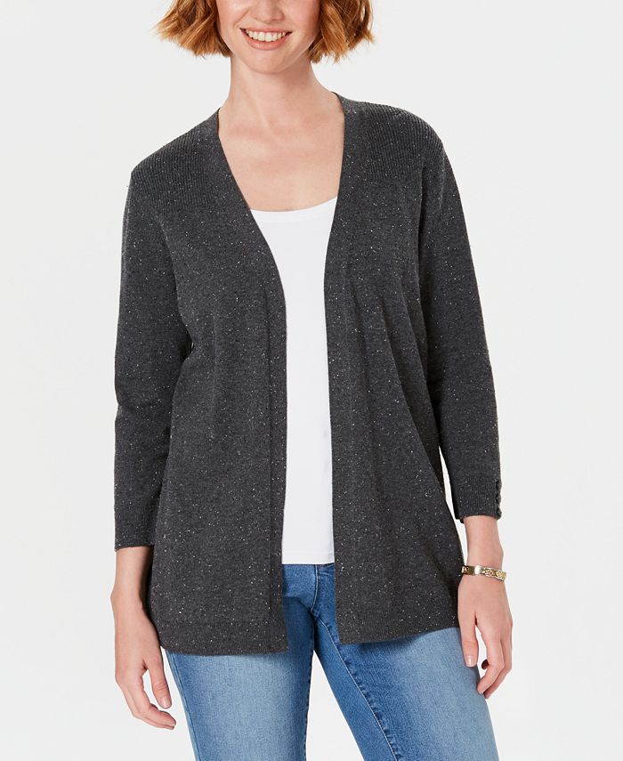 Karen Scott Ribbed-Yoke Cardigan Sweater, Created for Macy's - Macy's