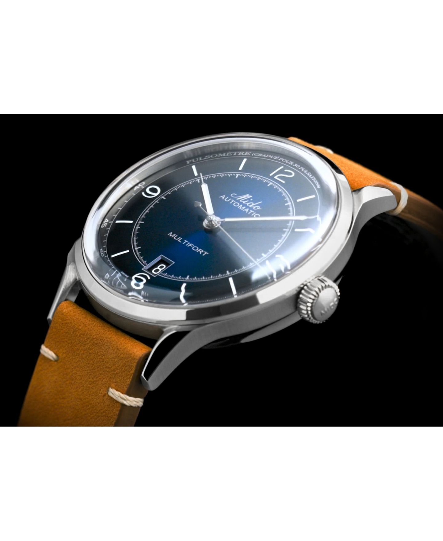 Мужские часы Mido Swiss Automatic Multifort Patrimony Pulsometer Brown Leather Strap Watch 40mm — фото 6