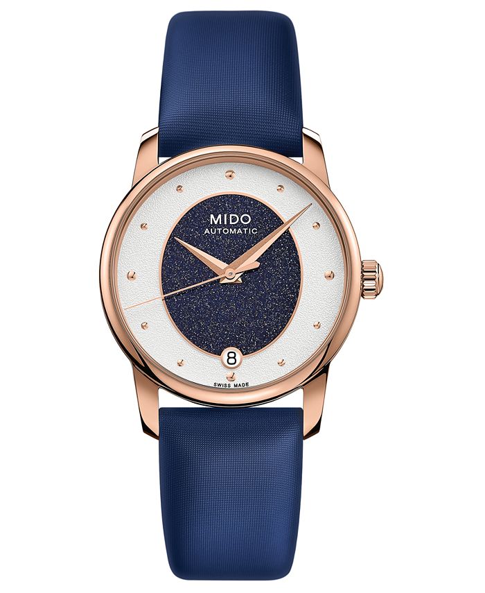 Mido - Women's Swiss Automatic Baroncelli Blue Fabric Strap Watch 33mm