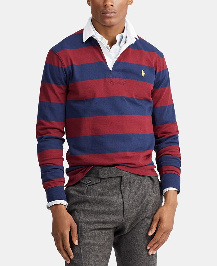 Polo Ralph Lauren Men's Big & Tall Knit Rustic Striped Rugby Polo Shirt &  Reviews - Polos - Men - Macy's