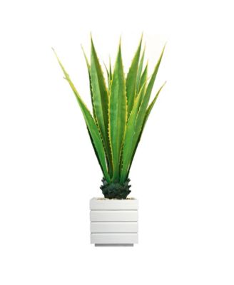Vintage Home - Artificial Faux Real Touch 54" Tall Agave Plant And Fiberstone Planter