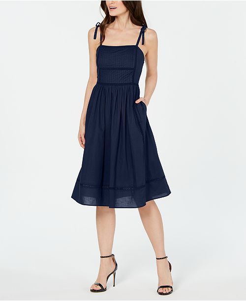 Anne Klein Embroidered Cotton Dress & Reviews - Dresses - Women - Macy's