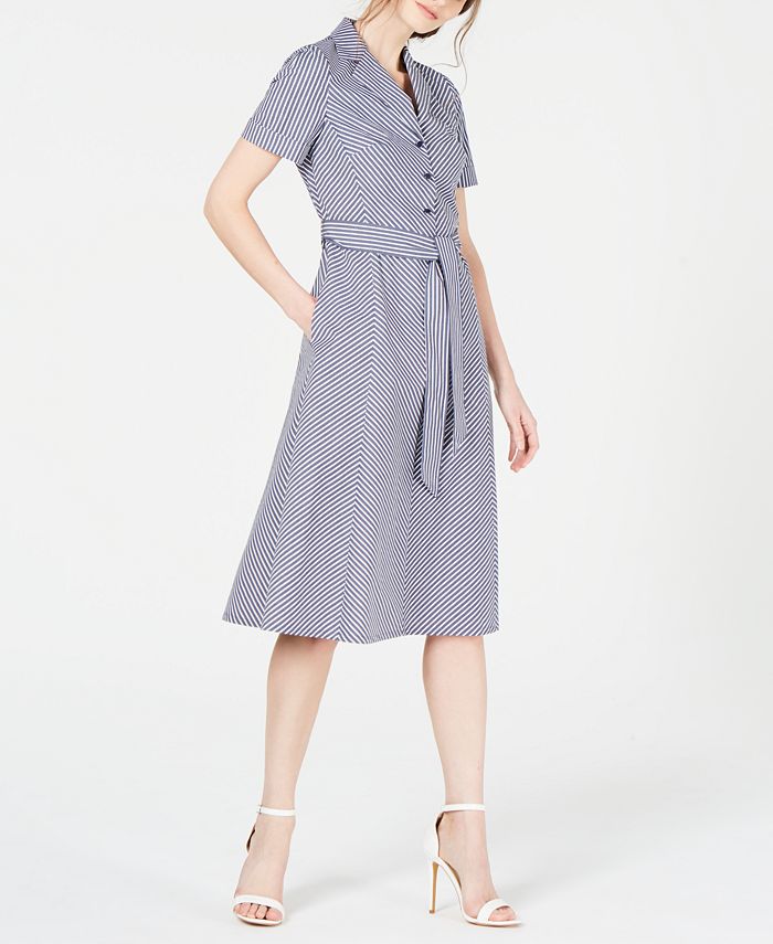 Anne Klein Striped Shirtdress - Macy's