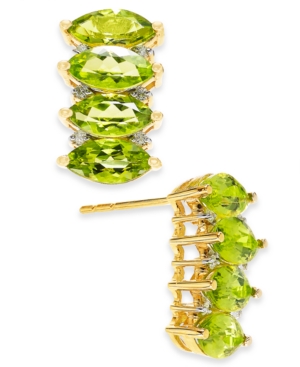image of Peridot (4-3/8 ct. t.w.) & Diamond (1/10 ct. t.w.) Drop Earrings in 14k Gold