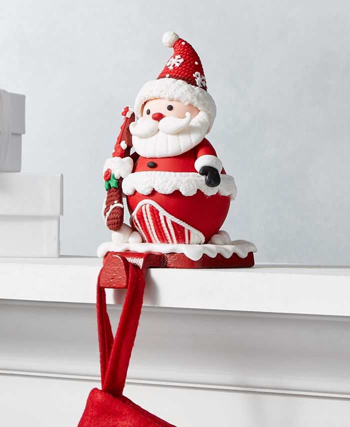 Holiday Lane Christmas Cheer Red and White Santa Stocking Holder