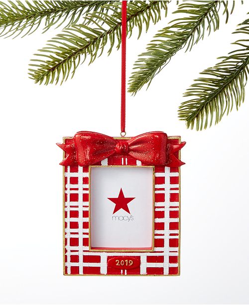 Holiday Lane Santa S Favorites Plaid Picture Frame Ornament