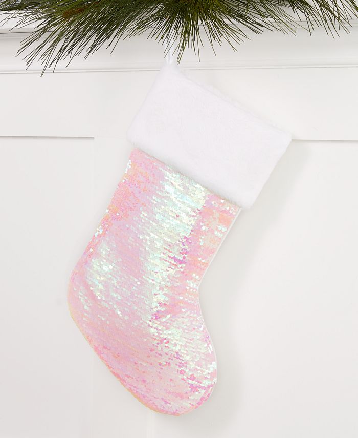 Holiday Lane Iridescent Sequin Stocking, Created for Macy's & Reviews ...