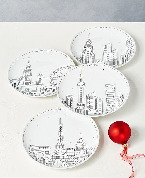 The Cellar Holiday Cityscape Salad Plates Set Of 4 Created For