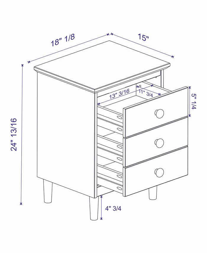 Walker Edison 3 Drawer Solid Wood Nightstand in White Macy's