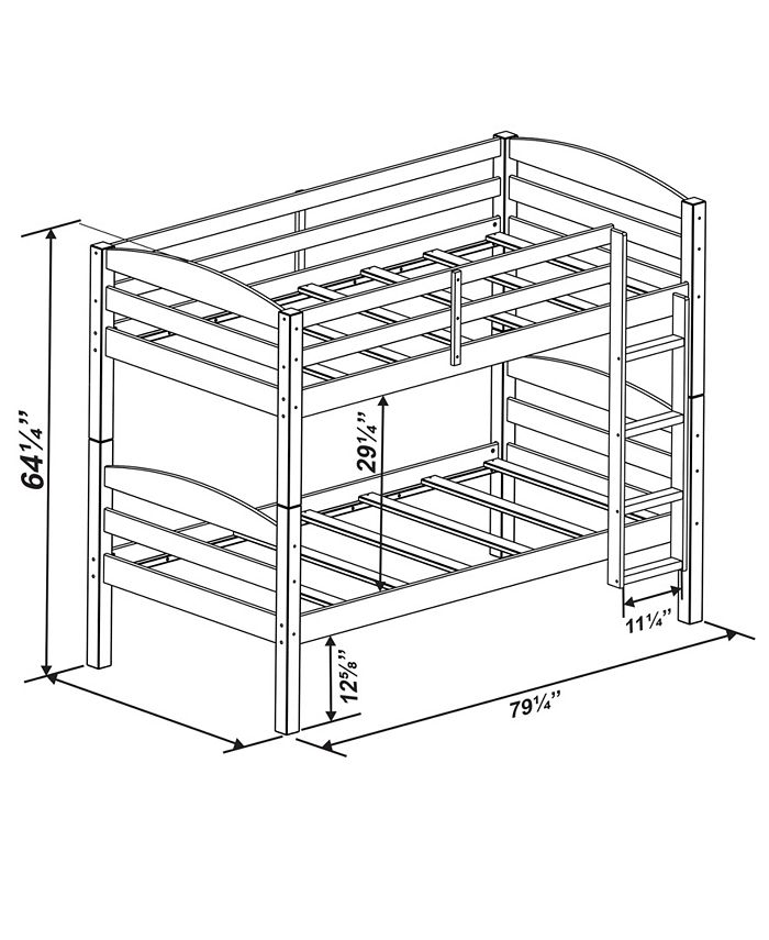 Walker Edison Solid Wood Twin over Twin Bunk Bed Cherry Macy's