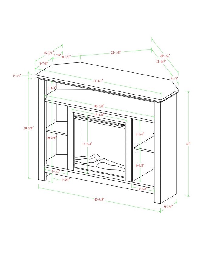 Walker Edison 44" Wood Corner Highboy Fireplace TV Stand Black Macy's