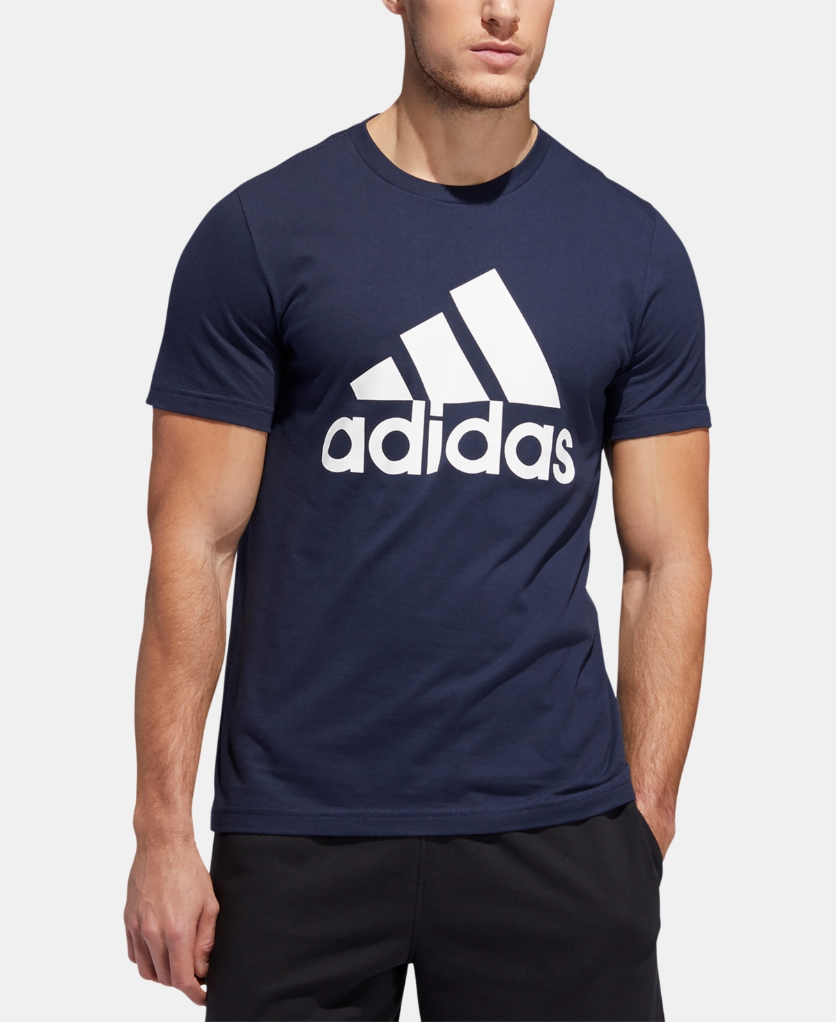 Adidas Originals Men's Badge Of Sport Logo T-shirt In Legend Ink,wht