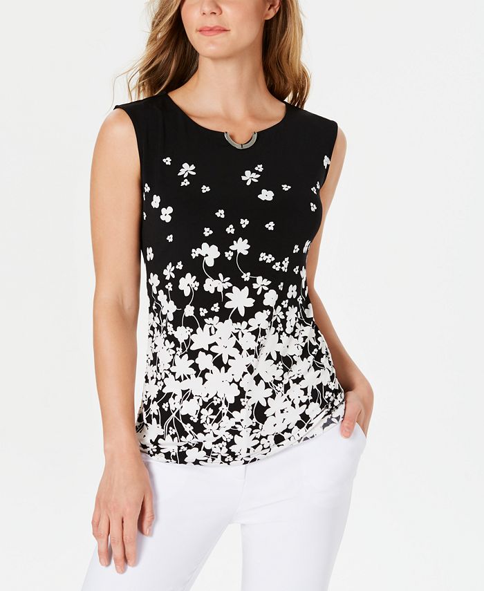 Calvin Klein Floral-Print Top - Macy's