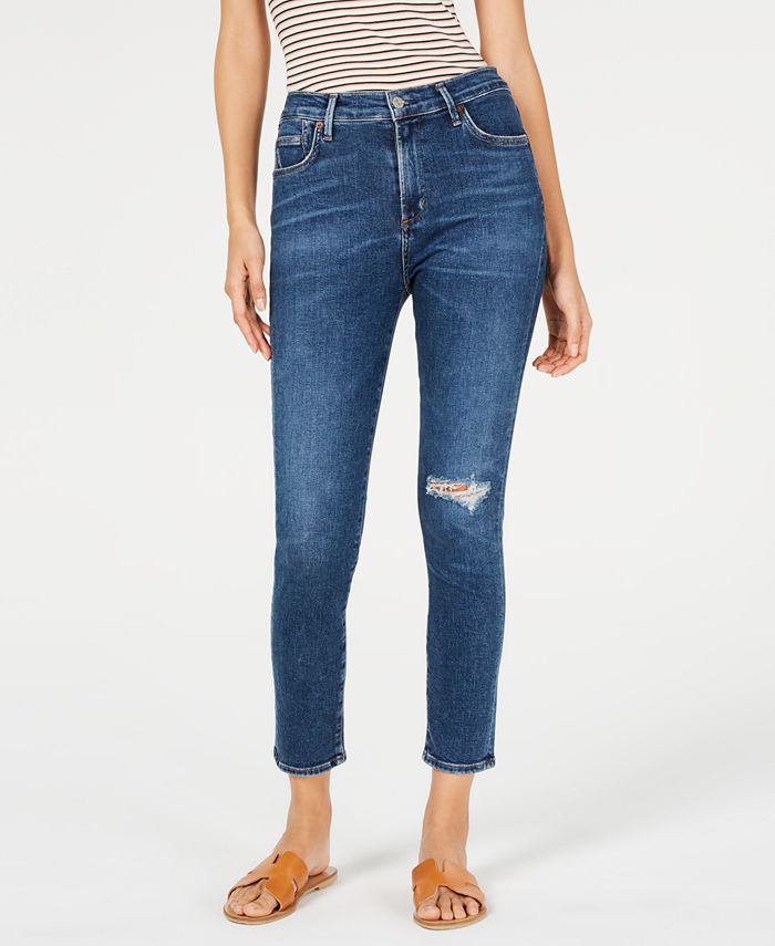 Citizens of Humanity Rocket Ripped Cropped Skinny Jeans - Macy's