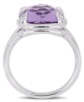 Amethyst (7-3/4 ct.t.w.) and White Topaz (1/20 ct.t.w.) Split Shank Cocktail Ring in Sterling Silver