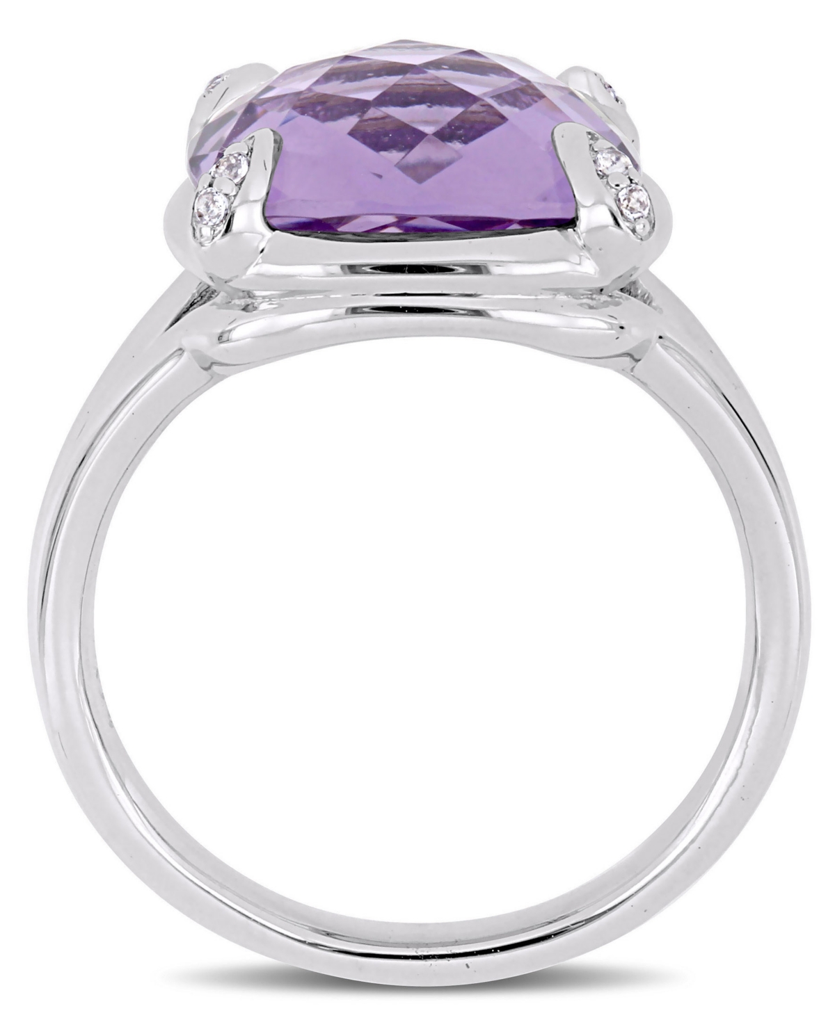 (7-3/4 ct.t.w.) and White Topaz (1/20 ct.t.w.) Split Shank Cocktail Ring in Sterling Silver - Amethyst