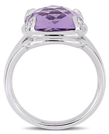 Macy's - Amethyst (7-3/4 ct.t.w.) and White Topaz (1/20 ct.t.w.) Split Shank Cocktail Ring in Sterling Silver
