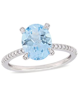 Macy's Blue Topaz (3-3/4 Ct.t.w.) And Diamond (1/10 Ct.t.w.) Ring In ...