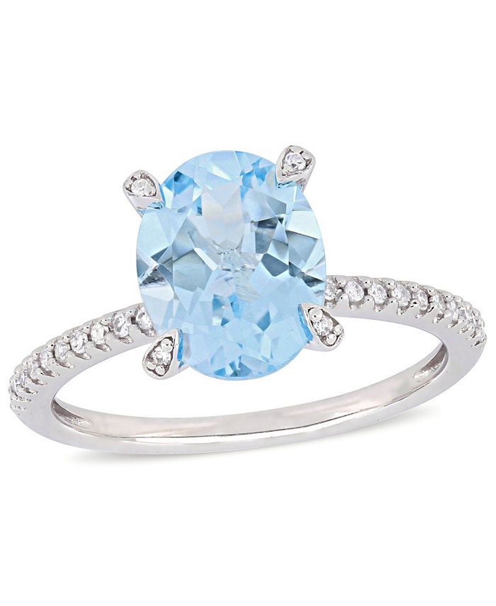 Delmar - Blue Topaz (3-3/4 ct.t.w.) and Diamond (1/10 ct.t.w.) Ring in 10k White Gold