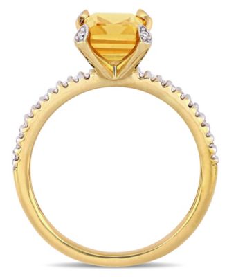 Citrine (1-1/2 ct.t.w.) and Diamond (1/10 ct.t.w.) Ring in 10k Yellow Gold