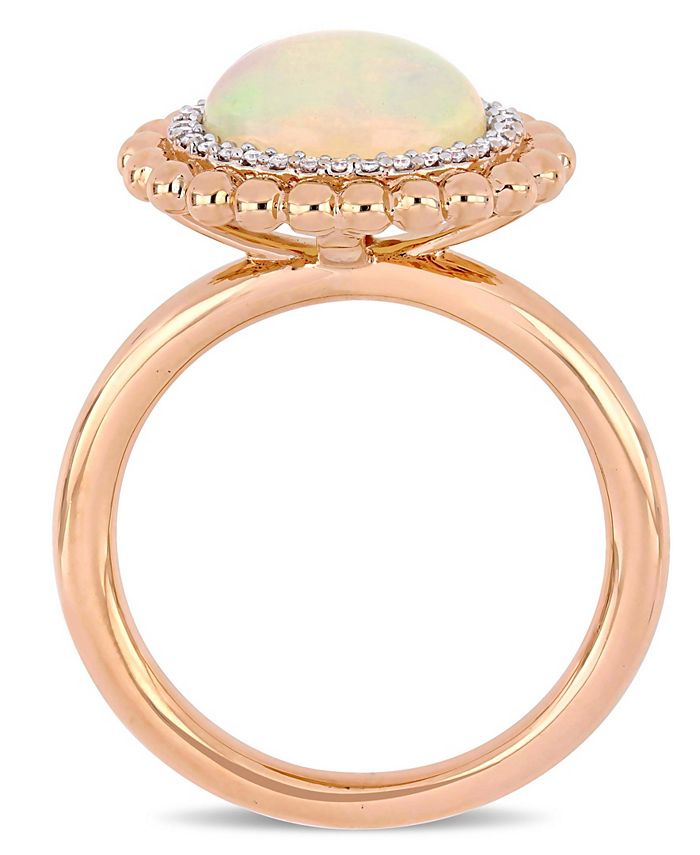 Macy's Opal (2-3/4 ct.t.w.) and Diamond (1/10 ct.t.w.) Halo Ring in 14k ...