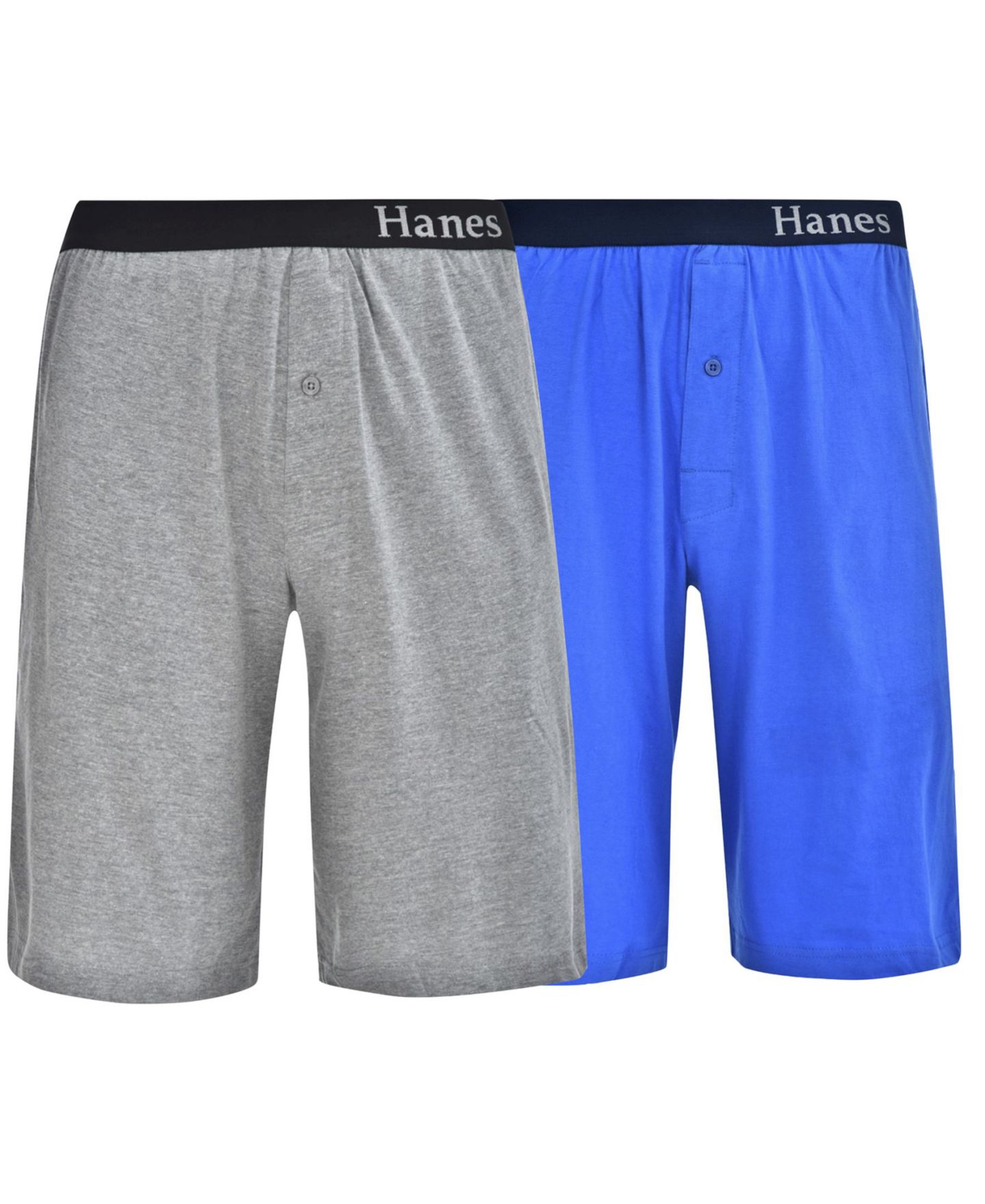 Мужские трикотажные шорты для сна Hanes Big and Tall, набор из 2 шт, цвет: Чёрный / Серый — фото 3
