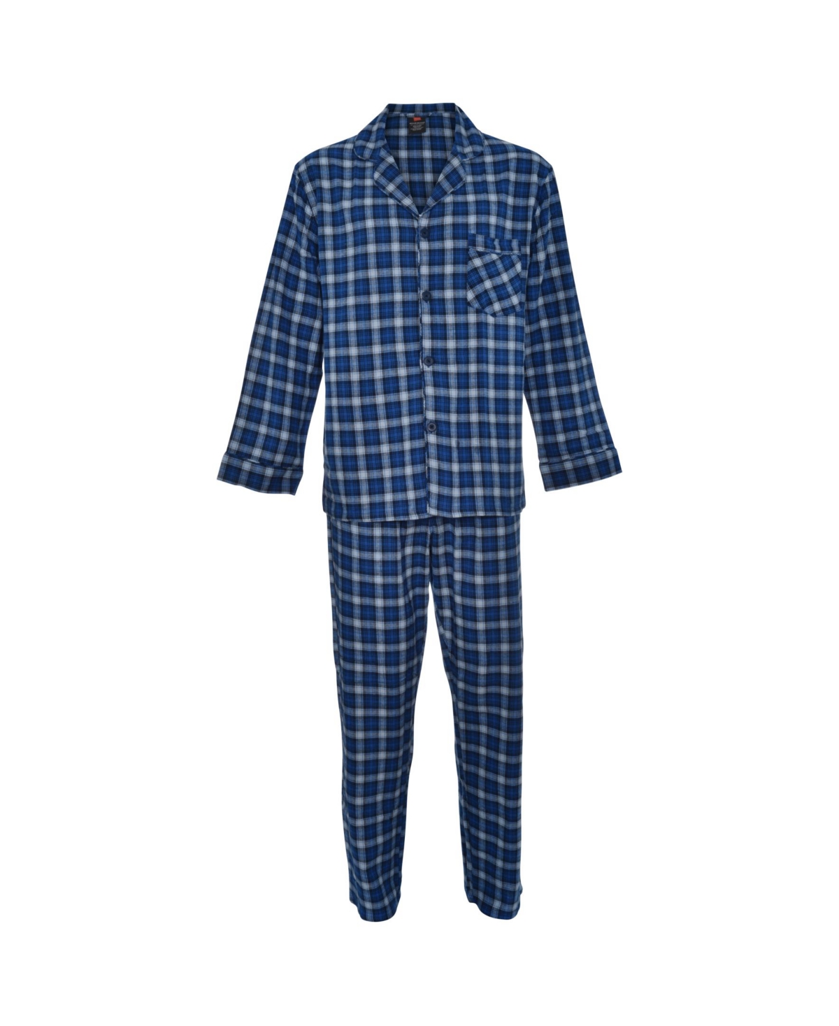 Hanes Men's Flannel Plaid Pajama Set In Blue Plaid