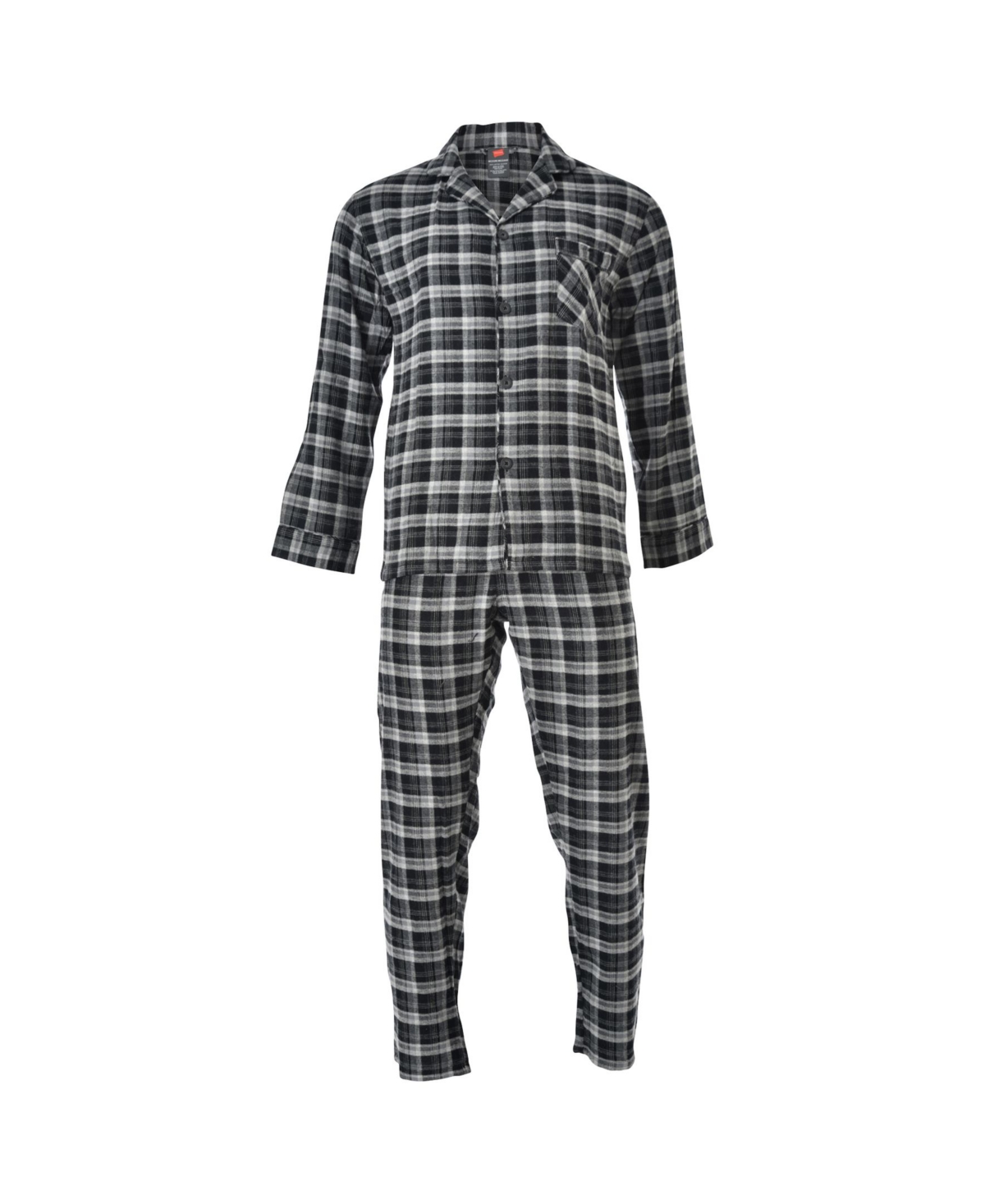 Hanes Men's Flannel Plaid Pajama Set In Black Plaid