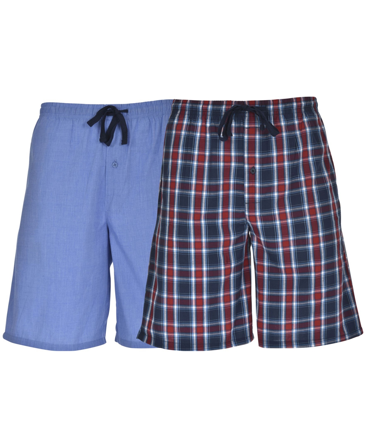 Hanes Men's Woven Jam, 2 Pack - Solid Blue/Red Plaid