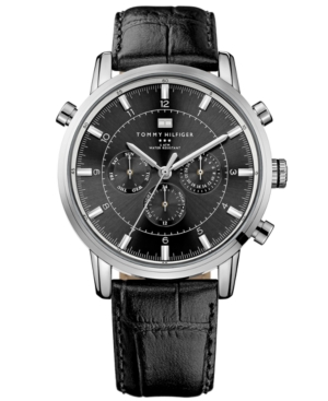 UPC 885997046961 product image for Tommy Hilfiger Watch, Men's Black Leather Strap 44mm 1790875 | upcitemdb.com