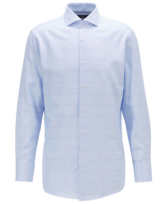 Hugo Boss BOSS Men's Mark US Slim-Fit Over-Check Cotton Twill Shirt ...