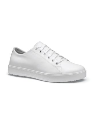 white leather slip resistant shoes