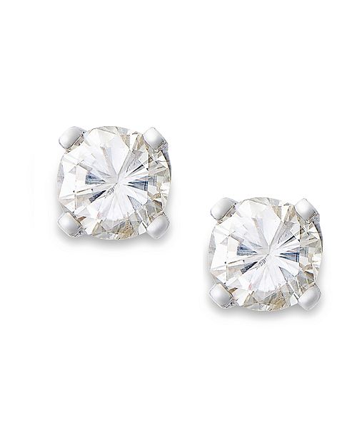 Macy's Round-Cut Diamond Stud Earrings in 10k Yellow or White Gold (1/6 ...