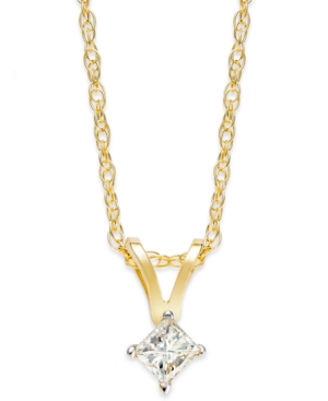 image of 10k Gold Necklace, Diamond Accent Princess-Cut Pendant