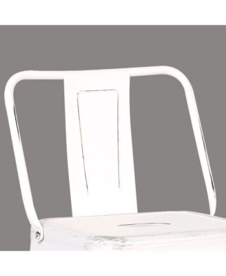 Industrial Metal Barstools with Bucket Back and 4 Legs, Set of 2